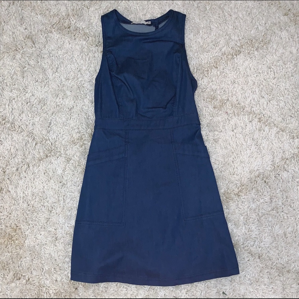 Denim Dress W/ Pockets and Cutout